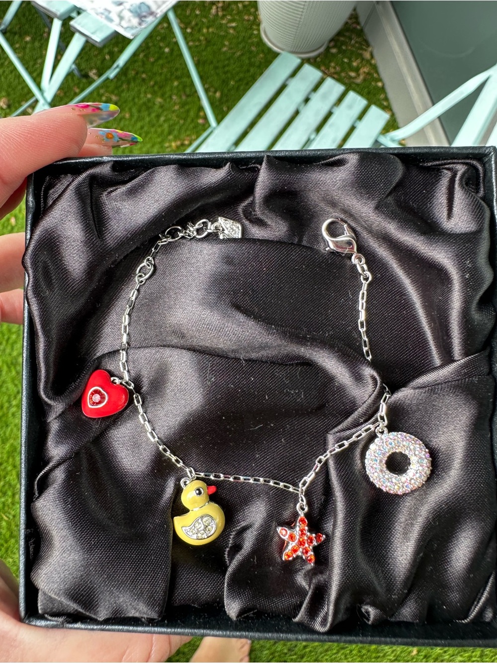 🐣RARE Swarovski Multi-Charm Bracelet - Whimsical Beach & Duck Motif⛱️